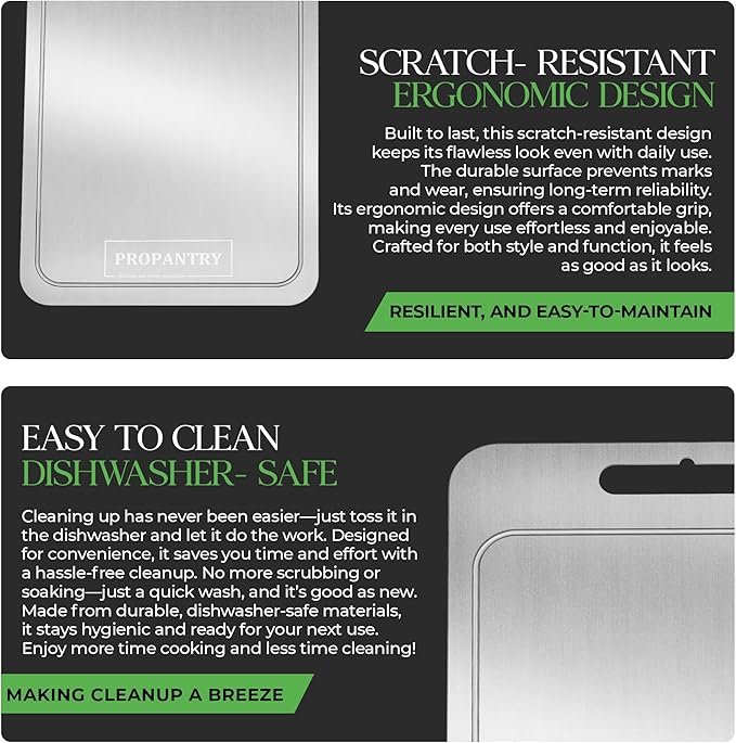 Titanium Cutting Board 2Pcs – Pure 100% Titanium Cutting Boards for Kitchen, Durable Titanium Chopping Board, Cutting Boards, Stainless Steel Cutting Board - Non-Slip Edges, Metal Board