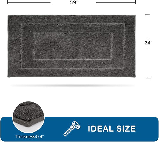 PURRUGS Machine Washable Kitchen Runner Rug 24" x 59", Non-Slip/Skid Hallway Runner Rug, Super Absorbent Soft Area Rug for Kitchen, Hallway & Laundry, Grey