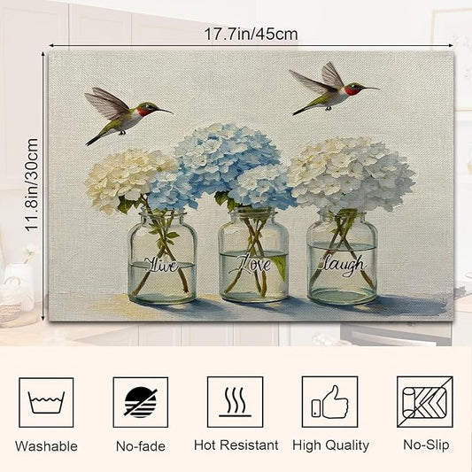 Live Love Laugh Rustic Placemats Resistant Place Mats Kitchen Decor Dining Decoration for Party, Floral Placemats Set of 4-09
