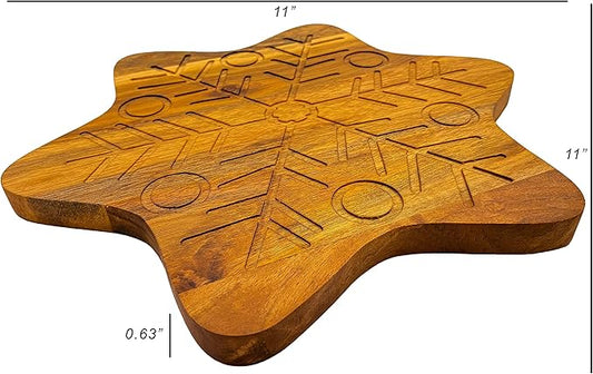 Treen Art Wood Cutting Board for Kitchen Star Shaped Wooden Cutting Board with Grooves, Christmas Decorative cutting board for Cheese and Charcuterie Serving Platter 11"L x 11"W