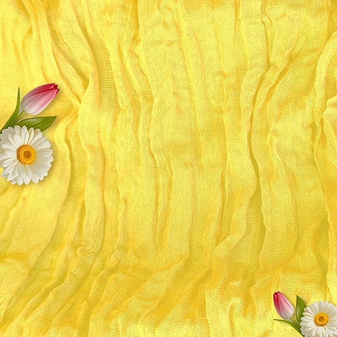 3 Pack Lemon Yellow Cheesecloth Table Runner -17×120 Inch Gauze 10 FT Long Cheese Cloth Table Runners for Bridal Wedding Party Baby Shower Holiday Birthday Home Easter Decor (Lemon Yellow, 3PC)