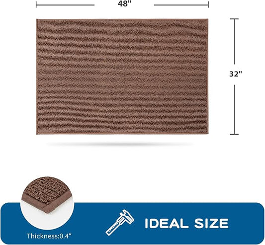 PURRUGS Machine Washable Kitchen Rug 32" x 48", Non-Slip/Skid Kitchen Runner Rugs & Floor Mats, Super Absorbent Soft Area Rugs for Sink, Kitchen & Laundry, Rolled Packaging, Brown