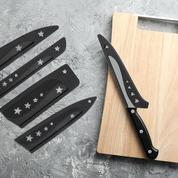PATIKIL Plastic Safety Knife Cover Sleeves for 5.5" Boning Knife 6 x 1.6 Inch (LxW), 5 Pack Knife Blade Guard Protector Universal Kitchen Knife Sheath for Kitchen Bar, Black