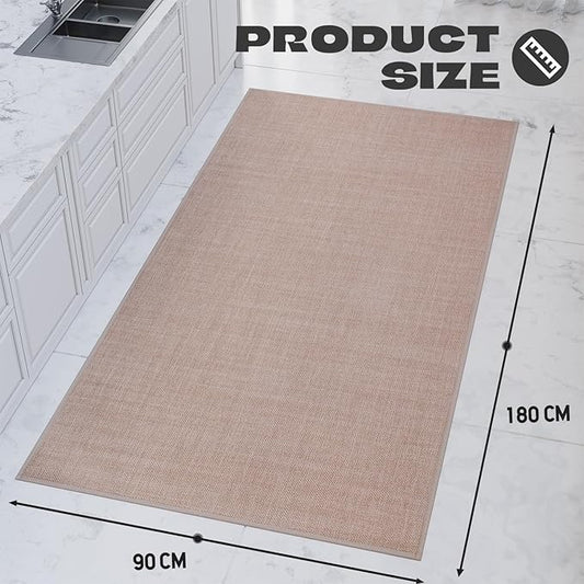 Kitchen Rug, Rubber Non Slip Kitchen Rugs Washable, Absorbent Runner Mat for Floor, Machine Washable Standing Mats for in Front of Sink, Door, Laundry, Entryway, Hallway (Camel, 71" × 35.5")