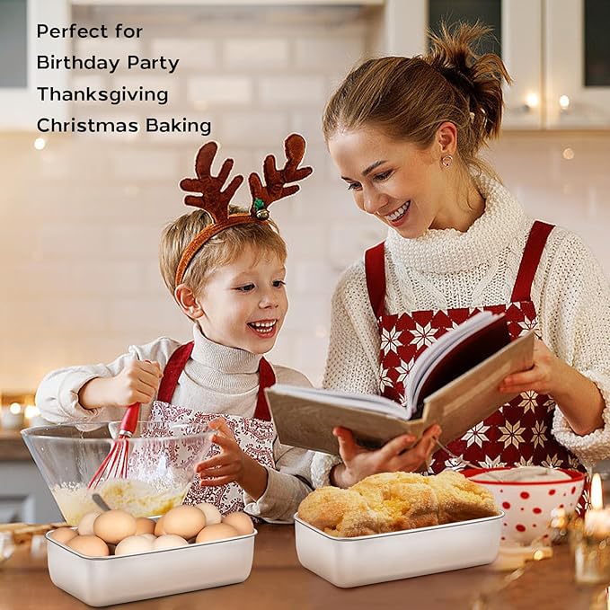 Onader 2 Pack Bread Loaf Pans, 9 x 5 Inch Stainless Steel Deep Meatloaf Pan for Baking