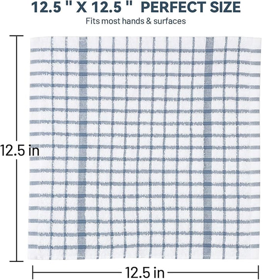 Egles 16 Packs Kitchen Dishcloths, 100% Cotton Grid Terry Dish Cloths 12" x 12" Ultra Soft Super Absorbent Dishrag Reusable Dishcloth, Multi-Purpose Quick Drying Hand Dish Towel Set with Hanging Loop