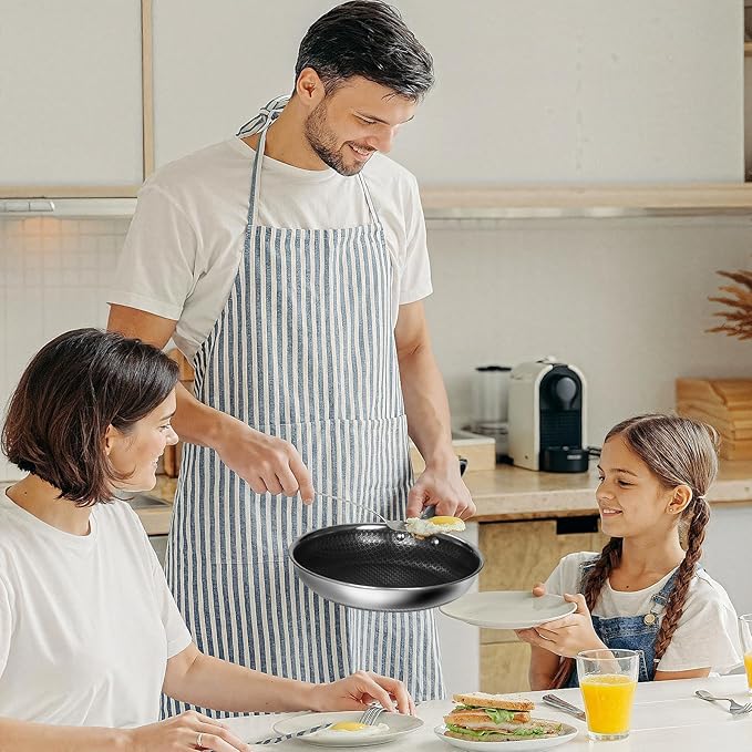 USELUCK 10 Inch Nonstick Frying Pan, Stainless Steel Skillet with Honeycomb Surface, Induction Compatible, Oven & Dishwasher Safe, PFAS-Free Cookware