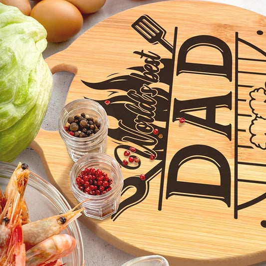 Dad Birthday Gifts - Engraved Bamboo Cutting Board Set, Unique Gifts for Dad from Daughter/Son, Fathers Day Christmas Birthday Gifts for Dad Daddy Father