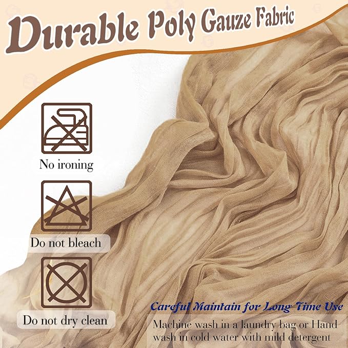 Nude Cheesecloth Table Runner 6 Pack 35" Boho Gauze Runner 120 inches Long Tablecloth Runner Rustic Sheer Fabric Bulk for Baby Shower Wedding Bridal Birthday Party Picnic Table Decorations