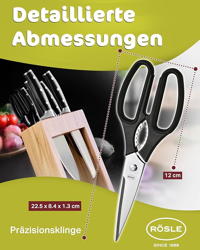 Rosle Scissors, for the Kitchen, for Cooking, Stainless Steel Blade, 22 cm, 96290