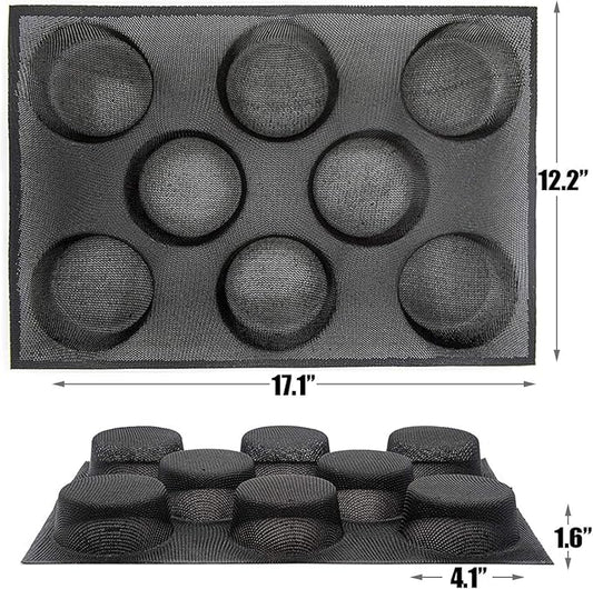 Dioycli Silicone Hamburger Bun Pan, Perforated Mesh Burger Bun Molds, 8 Cavities, Black