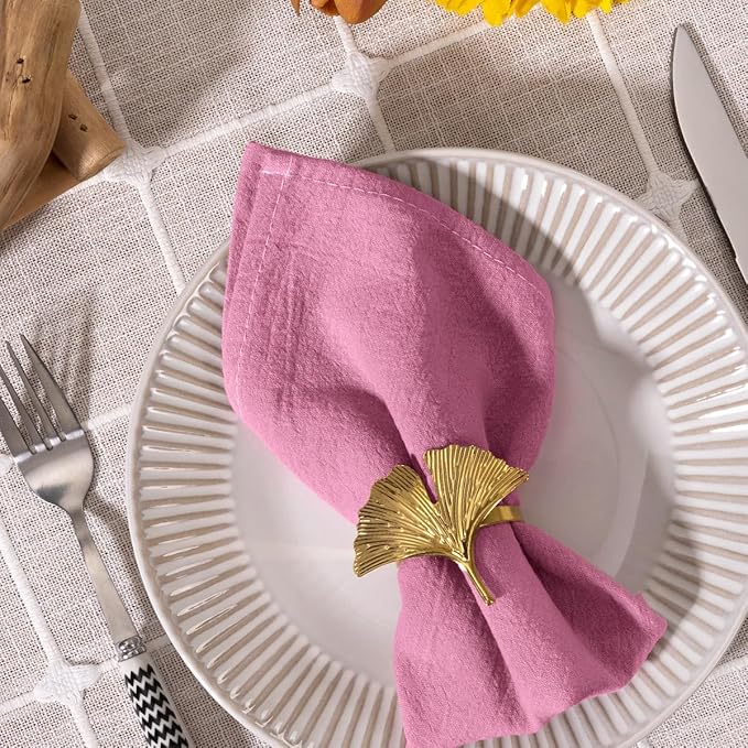MLMC 8 Pack Caramel Cloth Napkins Rustic Washable Cotton Linen Napkins Set of 8 17"x17" Reusable Dinner Napkins Cloth for Spring Easter Wedding Party Bridal Shower Everyday Use Gathings Decor