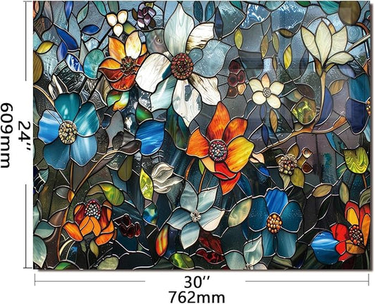 Evgosm Tempered Glass Backsplash for Kitchen,Pixel Flower Stove Splashback, Glass Backsplash, Easy to Install and Clean, Used for Kitchen Wall Protection and Decoration. (30x24'')