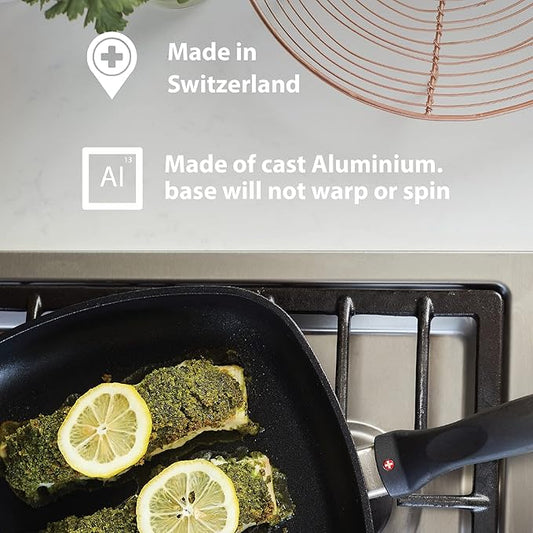 Swiss Diamond 7 Inch Frying Pan Nonstick Diamond Frying Pan, Aluminum Coated Skillet, Dishwasher Safe and Oven Safe Fry Pans with Ergonomic Handle, Grey