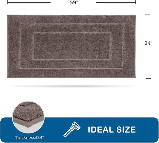 PURRUGS Machine Washable Kitchen Rug 24" x 59", Non-Slip/Skid Hallway Runner Rug, Super Absorbent Soft Area Rug for Kitchen, Hallway & Laundry, Grayish Brown
