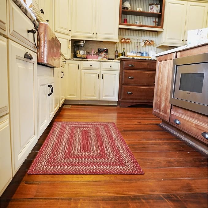 Homespice Apple Pie Braided Rug Runner 22x72 - Country Style Braided Rug Runners for Hallways and Kitchen