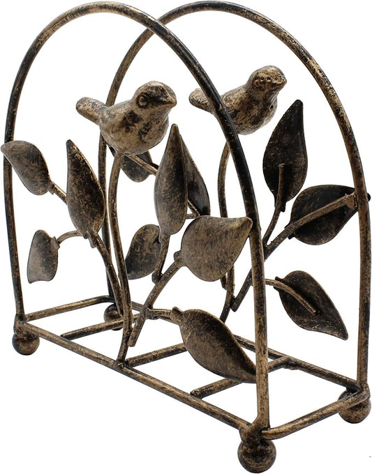 Set of 2 Cast Iron Bird & Tree Classic Napkin Holder/Tabletop Freestanding Tissue Dispenser, Bronze
