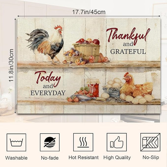 Cute Rooster Rustic Placemats Tablemats Resistant Place Mats Kitchen Decor Dining Decoration for Party, Washable Placemats Set of 4-10