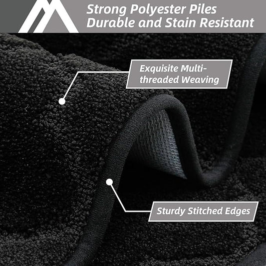 COSY HOMEER-Kitchen-Rugs 20"x48" Non-Slip Absorbent Soft Kitchen Runner Rug Polyester Kitchen Mats for Floor Washable Kitchens Standing Floor Mat for Sink Mat,Hallway,Laundry,Black
