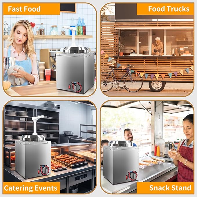 Cheese Warmer Dispenser with Pump,Nacho Cheese Warmer with 2.8Qt Capacity,Electric Hot Fudge Dispenser Caramel Butter Sauce Warmer 400W,86-194 F Temp Adjustable for Salad Jam Seasoning Sauce