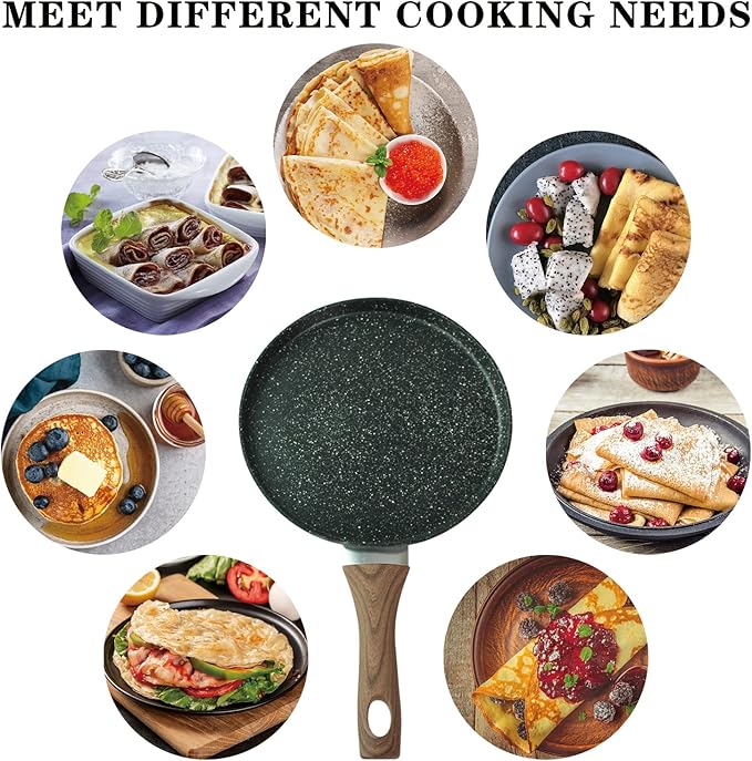LECOOKING Nonstick Crepe Pan, 8.5 Inch Griddle Pan, Fry Pans for Cooking Eggs, Omelettes, and More - Non-Stick Marble Coating Skillet Induction Compatible