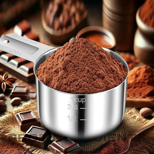 1 Cup Stainless Steel Measuring Cup, 4 Pcs 240 ml Single Measuring Cups Metal Measure Scoop, Kitchen Cooking Gadgets for Wet and Dry Ingredients (8 oz, 240 cc)