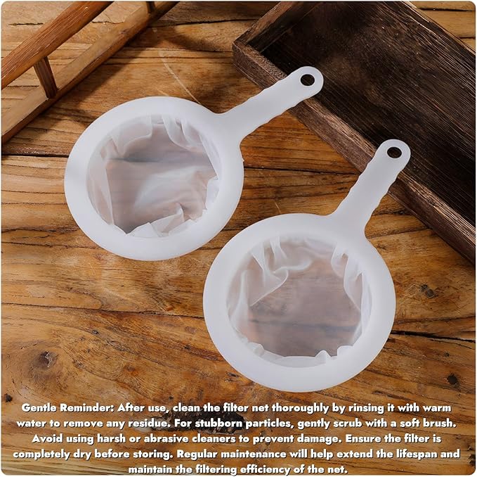 2 Pcs Ultra Fine Mesh Strainer Set - Food Grade Nylon, Fine Mesh Sieve with Handles for Juicing, Yogurt, Nut Milks, Fines liquids, Small Strainers - Including 80 & 200 Mesh Colander