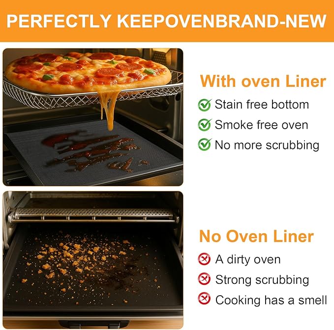 GWYSY 4-Pack Fiberglass Air Fryer Mats 11.81"x12.4" For Ninja SP101/SP201/SP301/DCT401/DCT402 Compatible Oven Liners for Bottom of OvenReusable & Heavy-Duty for Even Cooking