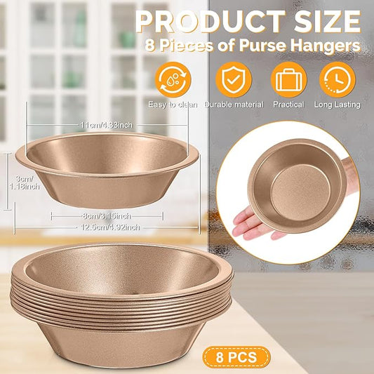 Gandeer 8 Pcs mini pie tins Pie Pan Dish for Baking Carbon Steel Pizza Nonstick Plate Bakeware Set Oven Air Fryer Cake Bread Meat(4 Inch,Champagne)