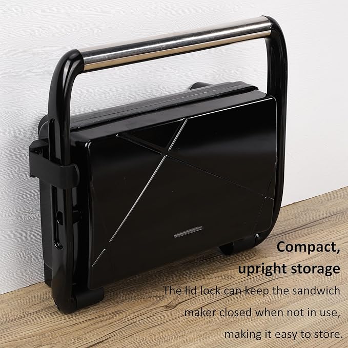 Sandwich Maker Panini Press Grill with Non-Stick Coated Plates, Easy to Clean and Store, Opens 180 Degrees Perfect for Cooking French Toast, Omelet, Grilled Cheese, Panini