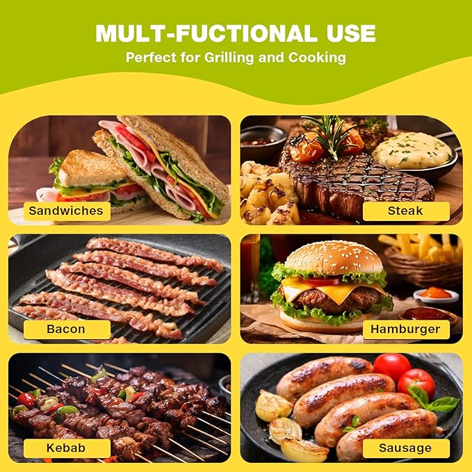 Fervidus 3PCS Smash Burger Press Kit, 6.8" Round & 8.3"x4.1" Rectangular Cast Iron Grill Press, 3 in 1 Stuffed Burger Mold, Non Stick Smash Burger Press Set for Grill and Griddle Cooking
