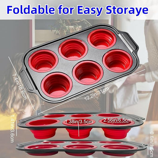 YiYeraio Silicone Muffin Pan, 6 Cups Muffin Pans for Baking with Metal Frame, Cupcake Pan, Egg Bite Molds, Muffin Tin Tray Easy to Pop Nonstick Non Toxic Bakeware for Oven