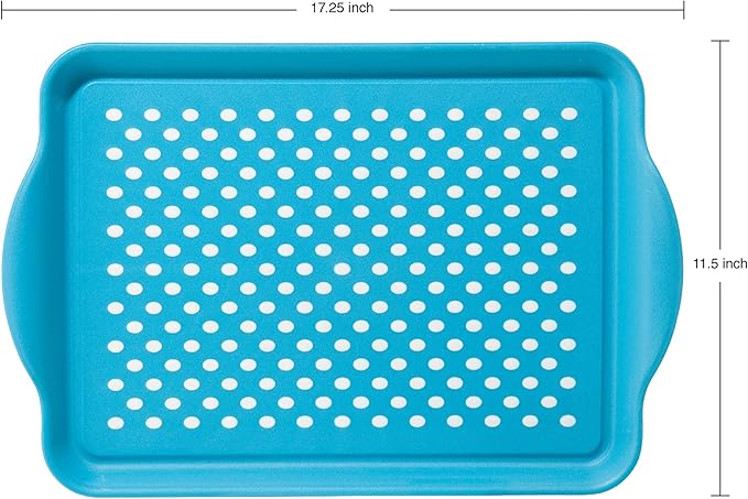OGGI Anti Slip Serving Tray with Handles- Blue Rectangle Serving Tray - Ideal for Eating, Breakfast, Food Tray, Appetizer, Serving