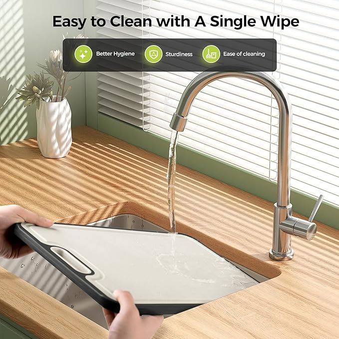 Titanium Cutting Board for Kitchen, Cutting Board Double Sided Food Grade, Pure Titanium/PP, Easy to Clean Large Size 15"×10.3"