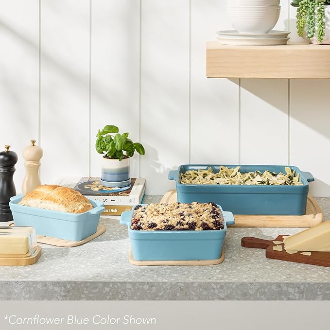 Best Choice Products 3-Piece Ceramic Bakeware Set, Stoneware Baking Dishes, Porcelain Casserole Bakeware Dishes, Serving Dishes - 9x12 Casserole, Loaf Pan, 8x8 Baking Dish - French Gray