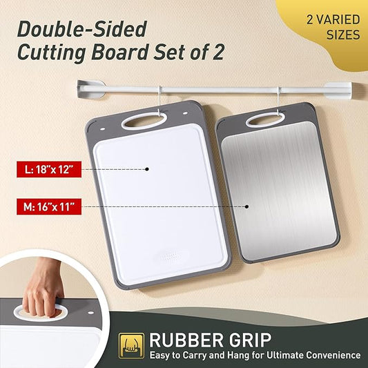 2 in 1 Stainless Steel Cutting Board with Handle 2 Packs Father Day Parents Papa Stepdad Pappy Poppy Pawpaw Who Want Nothing Everything Future Groom Bride Law Christmas Xmas Happy Birthday Gifts Ideal