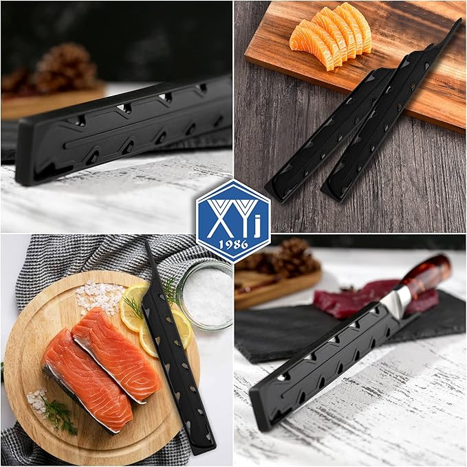 XYJ 2pcs/set Safety Knife Covers Sleeves Knives Edge Guard,Universal Knife Sheath,Knife Case Black (For 8'' 9'' 10" Slicing Bread Sashimi Knife)