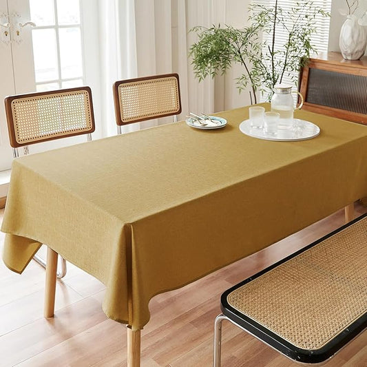 AUSSPVOCT Textured 60 Inch Round Tablecloth Up to 40'' Tables, Waterproof Spill-Proof Wipeable Gold Table Cloth Wrinkle Free Circle Dining Table Cover for Birthday Farmhouse Christmas Tablecloths