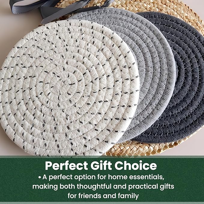 10 Inch Trivets for Hot Dishes, Hot Pots and Pans, Extra Large Thick Heat Resistant Large Coaster for Kitchen, Hot Pads, Kitchen Essentials, Pot Holders for Table & Countertop, 6 Pcs