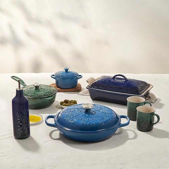 Le Creuset Olive Branch Collection Enameled Cast Iron Signature Braiser, 3.5 qt., Marseille with Embossed Lid