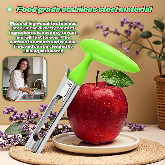 Apple Corer, Stainless Steel Apple Corer and Divider with Sharp Serrated Blade – Easy to Use – Core Remover Tool for Apples, Pears, Cupcakes – Heavy-Duty Kitchen Gadget for Baking, Cooking (Green)