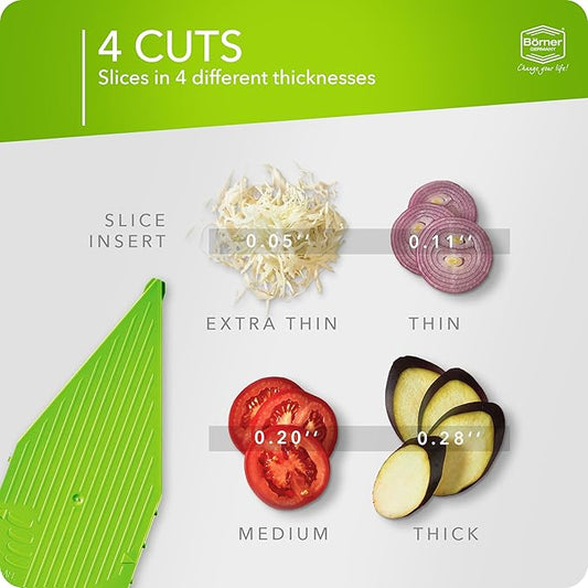 Mandoline Food Slicer Börner V5 (Basic Set) by Reston Lloyd • V-Slicer with Food Holder • Made in Germany • Fruit & Vegetable Chopper • Multiple Settings • Color: Lime