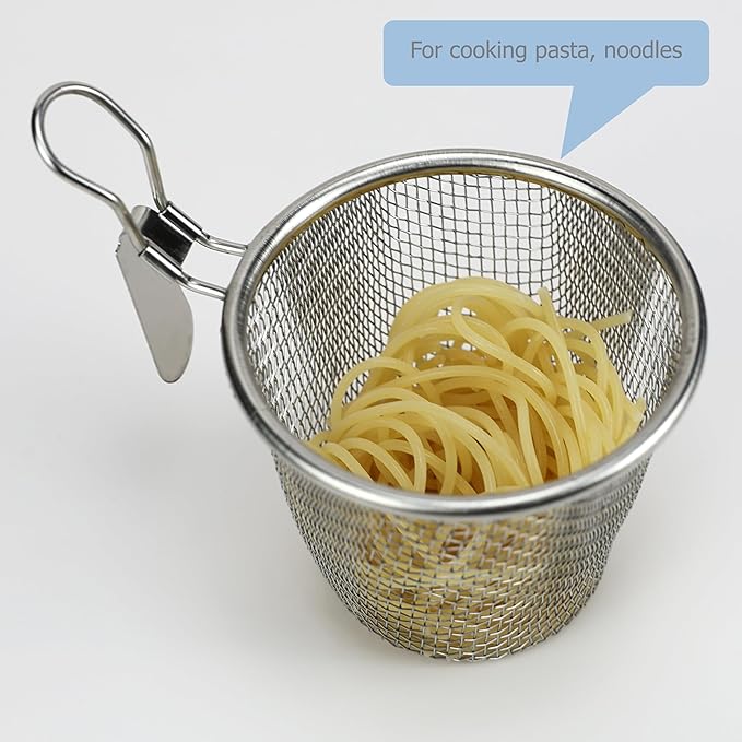EIKS 2 Pack Stainless Steel Mesh Basket Strainer for Hotpot Rinsing Straining Cooking, Serving as Home Kitchen Food Strainer