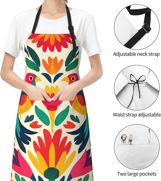 Apron with Pockets Aprons for Women Men Kitchen Chef Apron for Cooking Gardening Server Waitress Painting