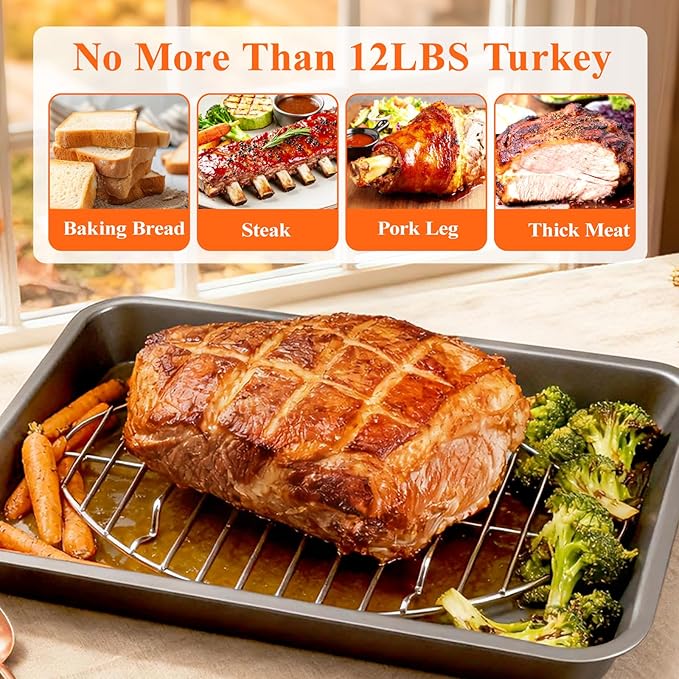 Oval Turkey Roasting Rack,12 Inch Stainless Steel Rack for Thanksgiving Christmas Gifts, Non-Stick Wire Rack Safe for Thanksgiving Turkey, Roasting and Cooling