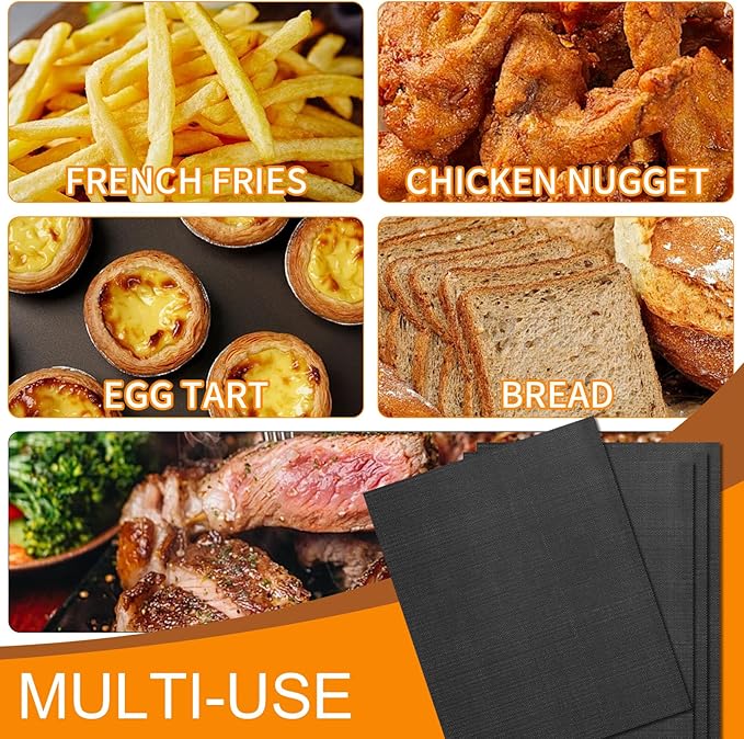 GWYSY Oven Liners for Bottom of Oven, 8"x5.5" Pre-Cut Square Fiberglass Reusable Non-Stick Heat Resistant Liners Mat for Ninja Foodi DZ201 DZ090 DZ100 Air Fryer, 4 Pack
