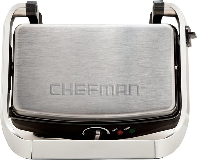 Chefman RJ02-V2 Contact Grill and Panini Press, Silver