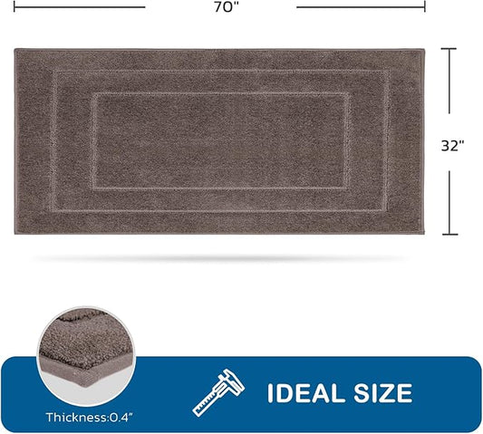 PURRUGS Machine Washable Kitchen Rug 32" x 70", Non-Slip/Skid Hallway Runner Rug, Super Absorbent Soft Area Rug for Kitchen, Hallway & Laundry, Rolled Packaging, Grayish Brown