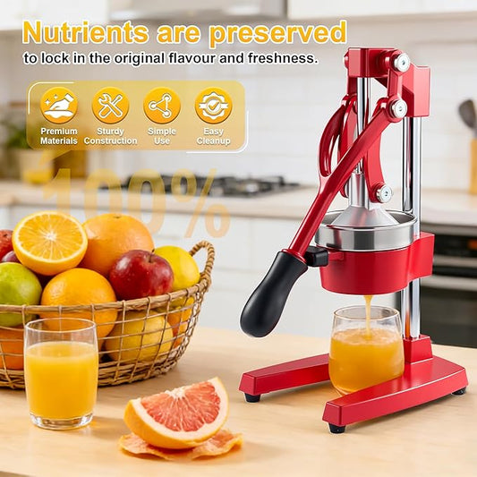 Manual Cast Iron Citrus Juicer,Commercial Hand Press Squeezer,Heavy Duty Countertop Squeezer for Fresh Orange Lemon Juice with Stainless Steel Cup