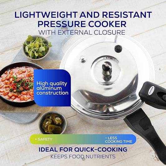 Universal (3.7 Quart / 3.5 Liter) Small Anti-Rust Ultra Pressure Cooker, Aluminum Pressure Cooker for 4 Servings, Even Heat Distribution, Diameter 9.4 inches, Height 7 inches